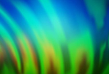 Açık mavi, sıvı şekilli yeşil vektör arkaplan. Bulanık çizgiler ve dairelerden oluşan parlak çizimler. Marka kitabı için zarif desen.