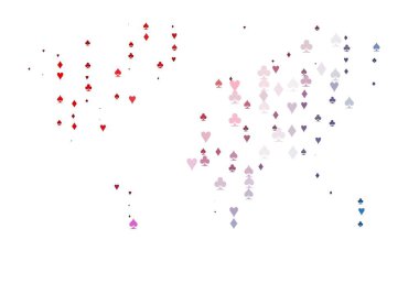 Kart elementleriyle Açık Siyah vektör düzeni. Oyun kartlarının izole sembollerine sahip soyut çizimler. Poker oyunları ve etkinlikler broşürleri için desen.