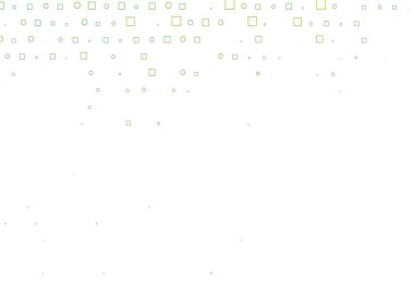 Açık yeşil, kırmızı vektör çemberlerle kaplı, küplerle. Parlak, soyut çemberler ve küpler çizilmiş bir resim. Posterler, afişler için tasarım.