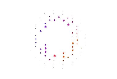 Kart işaretli Açık Siyah vektör arkaplanı. Kalplerin, maça, sinek ve elmasların bulanık dekoratif tasarımı. Poker oyunları ve etkinlikler broşürleri için desen.