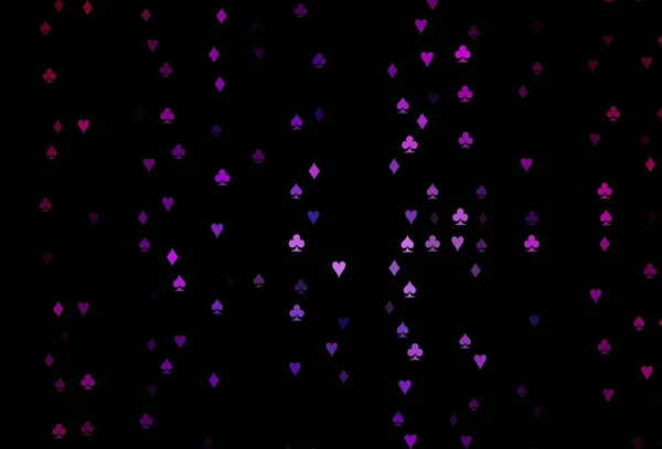 Темно Фіолетове Векторне Компонування Елементами Карт Блискучі Ілюстрації Серцями Піками — стоковий вектор