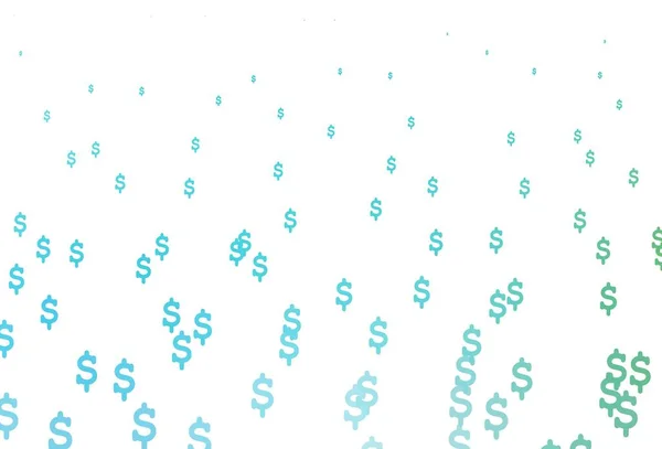 浅蓝色 绿色矢量图案与美元 白色背景上所有货币的彩色符号 为您的广告 金钱横幅设计的最佳设计 — 图库矢量图片