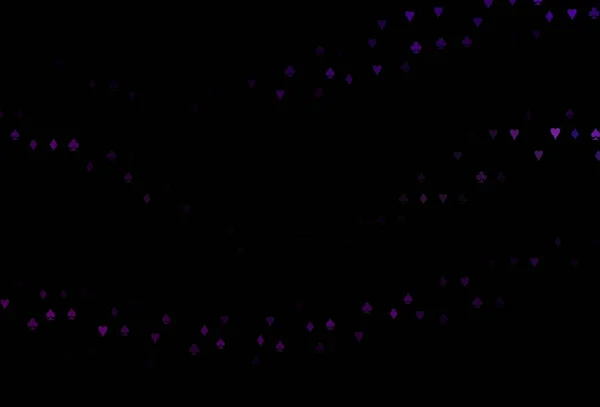 暗紫色矢量布局与卡片的元素 用一组心脏 钻石来说明 维加斯的派对 活动广告模式 — 图库矢量图片