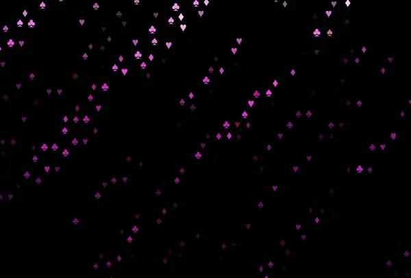 带有扑克符号的暗粉色矢量模板 闪烁着抽象的草图 带有孤立的扑克牌符号 扑克游戏 活动传单的制作模式 — 图库矢量图片