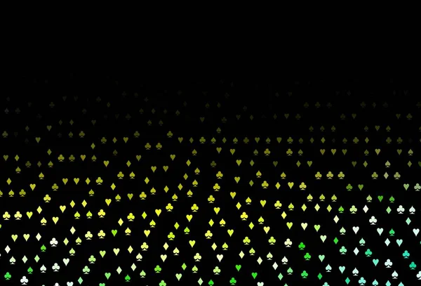 Dunkelgrüne Gelbe Vektorhülle Mit Glücksspielsymbolen Farbige Illustration Mit Herzen Pik — Stockvektor