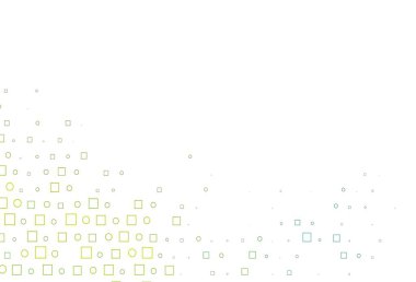 Açık mavi, daire benekli sarı vektör düzeni, küpler. Renkli daireler, dikdörtgenler ile soyut arkaplan. Güzel web siteleri için desen.