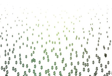 Dolar ile açık yeşil vektör arkaplanı. Renkli dijital sembollü soyut illüstrasyon. Kalıp reklam, poster ve ödemeler için pankart olarak kullanılabilir.