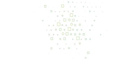 Çember benekli açık yeşil vektör düzeni, küpler. Daireleri olan renkli bir illüstrasyon, doğa tarzında kareler. Posterler, afişler için tasarım.