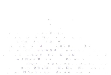 Noktalı, noktalı, küplü açık mor vektör arkaplanı. Parlak, soyut çemberler ve küpler çizilmiş bir resim. Suyun deseni, yağmur damlaları.