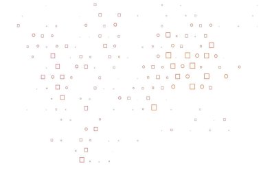 Dairesel benekli hafif turuncu vektör düzeni, küpler. Soyut tarzda dekoratif tasarım, daireler, dikdörtgenler. Posterler, afişler için tasarım.