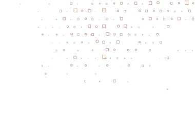 Lekeli açık kırmızı vektör şablonu, dikdörtgenler. Küplerle, dairelerle soyut çizimler. Suyun deseni, yağmur damlaları.