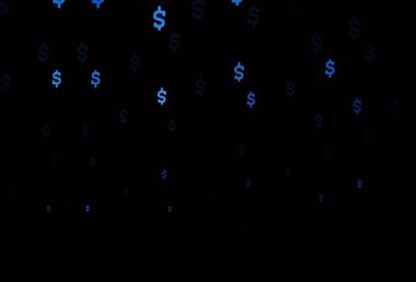 Dolar işaretli koyu mavi vektör kapağı. Para sembollü modern soyut illüstrasyon. Kalıp, reklam, broşür ve banka broşürleri için kullanılabilir.