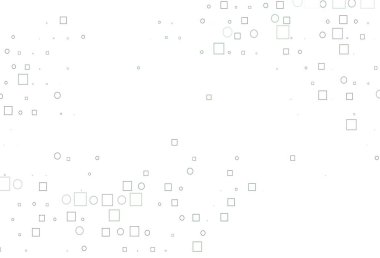 Çember benekli açık yeşil vektör düzeni, küpler. Parlak, soyut çemberler ve küpler çizilmiş bir resim. Güzel web siteleri için desen.