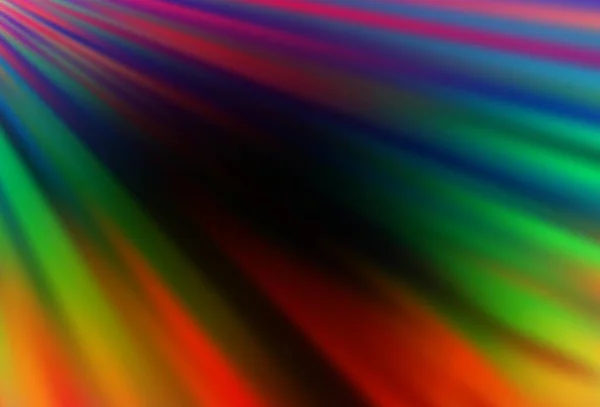 Dark Multicolor Rainbow Vector Lay Out Met Platte Lijnen Wazig — Stockvector