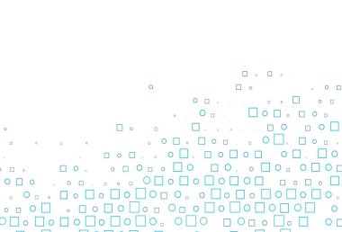 Noktalı, noktalı, küplü hafif Mavili vektör arkaplanı. Renkli daireler, dikdörtgenler ile soyut arkaplan. Marka kitabınız için şablon.