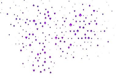 Kart işaretli hafif Mor vektör arkaplanı. Kupa, maça, sinek ve elmasların olduğu bir resim. Reklam, poster ve kumar siteleri için tasarım.