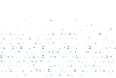 Açık mavi, küreli, kareli yeşil vektör deseni. Renkli daireler, dikdörtgenler ile soyut arkaplan. Suyun deseni, yağmur damlaları.