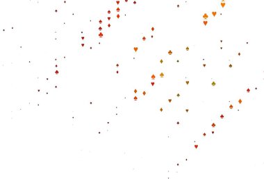 Light Orange vektör kapağı ve kumar sembolleri. Kalplerin, maça, sinek ve elmasların işaretleriyle renkli bir değişim. Kitapçıklar, kumarhanelerin broşürleri..