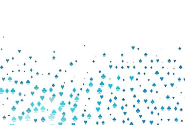 Kumarın sembolleriyle hafif BLUE vektör kapağı. Renkli resimler, kalpler, maça, sinek, elmas. Vegas 'ta parti ilanları, etkinlikler.