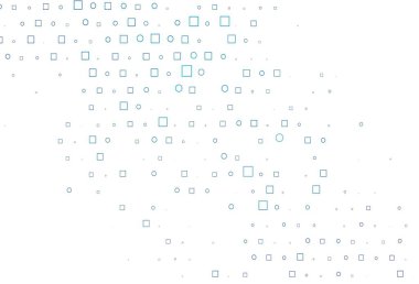 Küre ve kareli hafif Mavili vektör deseni. Küplerle, dairelerle soyut çizimler. Reklamlar, broşürler için desen.