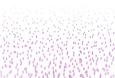 Açık Pembe, dolar ile mavi vektör şablonu. Beyaz arka planda tüm para birimlerinin renkli sembolleri. Ekonomi ve zenginlik reklamınız için akıllıca bir tasarım..