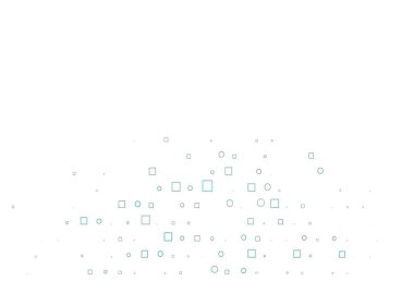 Küreleri ve kareleri olan açık siyah vektör deseni. Daireleri olan renkli bir eğim, soyut arkaplanda dikdörtgenler. Marka kitabınız için şablon.