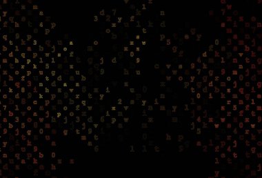 Alfabe işaretli koyu turuncu vektör arkaplanı. ABC İngilizce sembollü modern geometrik çizim. Reklamınız, posteriniz ve üniversite afişleriniz için en iyi tasarım..