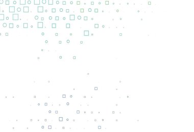 Açık mavi, çemberli yeşil vektör arka plan, dikdörtgenler. Renkli daireleri, dikdörtgenleri olan soyut çizimler. Marka kitabınız için şablon.