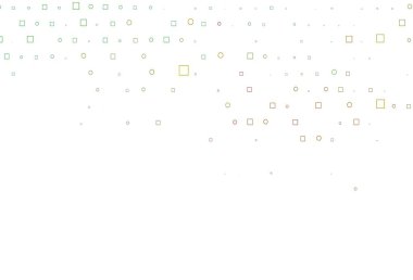 Açık yeşil, küreli, kareli kırmızı vektör deseni. Parlak, soyut çemberler ve küpler çizilmiş bir resim. Güzel web siteleri için desen.