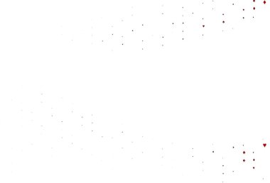 Kart sembollü açık kırmızı vektör deseni. Kupa, maça, sinek ve elmasların olduğu bir resim. Reklam, poster ve kumar siteleri için tasarım.