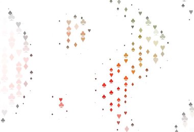 Açık yeşil, kırmızı vektör desenli, kart sembollü. Kupa, maça, sinek ve elmasların olduğu bir resim. Kumarhane reklamınız için akıllı tasarım.