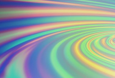 Açık mavi, eğri kurdeleli yeşil vektör şablonu. Bulanık çizgiler ve dairelerden oluşan parlak çizimler. Markan için yeni kompozisyon.