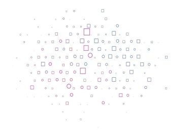 Açık mavi, küreli, kareli kırmızı vektör deseni. Soyut tarzda dekoratif tasarım, daireler, dikdörtgenler. Reklamlar, broşürler için desen.