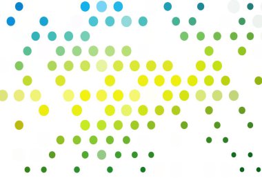 Açık mavi, küreli sarı vektör deseni. Bulanık yağmur damlaları olan soyut bir çizim. Marka kitabınız için şablon.