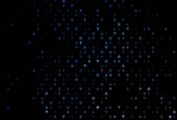 Темний Векторний Фон Blue Знаками Карт Ілюстрація Набором Сердець Лопатей — стоковий вектор