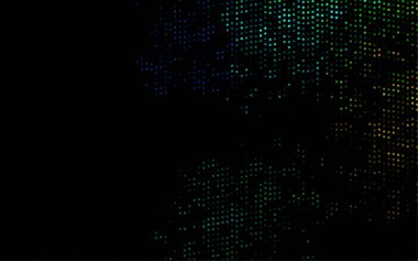 Kristallerle, dairelerle, karelerle vektör şablonu. Renkli noktaları, çizgileri, küpleri olan soyut çizimler. İş ilanları, broşürler, broşürler için desen