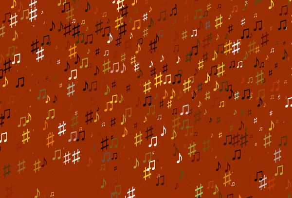 Textura Vectorial Naranja Claro Con Notas Musicales — Vector de stock