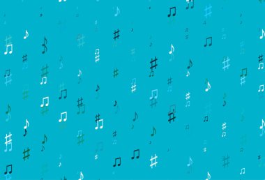 Açık Mavi, müzik notalı yeşil vektör arkaplanı.