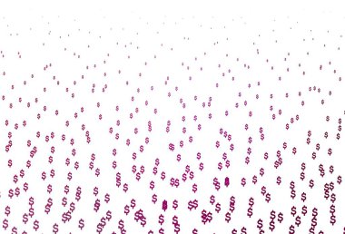 Bankacılık sembollü açık mor vektör düzeni. Para sembollü modern soyut illüstrasyon. Kalıp, reklam, broşür ve banka broşürleri için kullanılabilir.