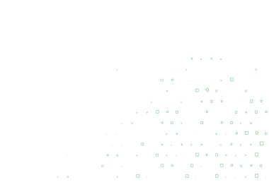 Açık yeşil vektör çemberlerle kaplı, küplerle. Renkli daireler, dikdörtgenler ile soyut arkaplan. Marka kitabınız için şablon.