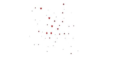 Poker sembollü açık kırmızı vektör şablonu. Kalplerin, maça, sinek ve elmasların bulanık dekoratif tasarımı. Kumarhane reklamınız için akıllı tasarım.