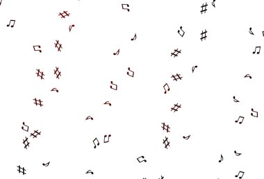 Müzik elemanları ile açık kırmızı vektör deseni.