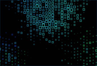 Koyu mavi, dikdörtgen biçiminde yeşil vektör dokusu. Dikdörtgenleri ve kareleri olan güzel bir çizim. Reklamlar için desen.