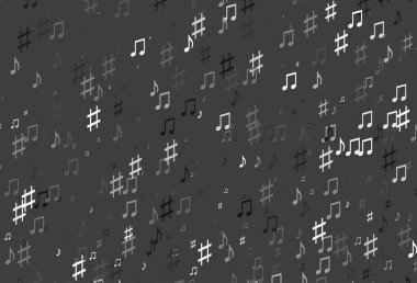 Açık Gümüş, müzik sembollü gri vektör arkaplanı.