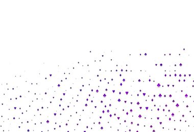 Poker sembollü açık mor vektör şablonu. Kupa, maça, sinek ve elmasların olduğu bir resim. Kitapçıklar, kumarhanelerin broşürleri..