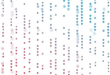 Açık Mavi, renkli kar taneleriyle kırmızı vektör dokusu.