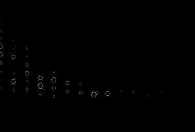 Koyu yeşil, altıgen kümeli sarı vektör kapağı. Renkli yüzeyde soyut altıgenlerin çizimi. Reklamınız için örnek kutusu, kitapçıklar.