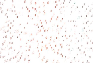 Müzik sembollü açık kırmızı vektör arkaplanı.