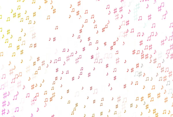 Merah Muda Terang Latar Belakang Vektor Kuning Dengan Catatan Musik - Stok Vektor