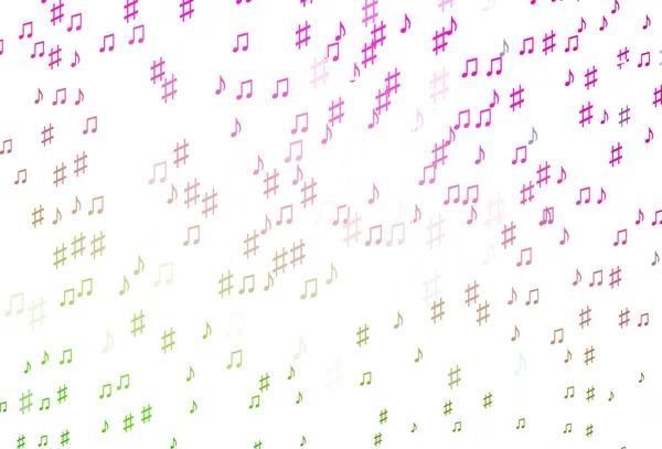 Ljusrosa Grön Vektor Bakgrund Med Musik Symboler — Stock vektor